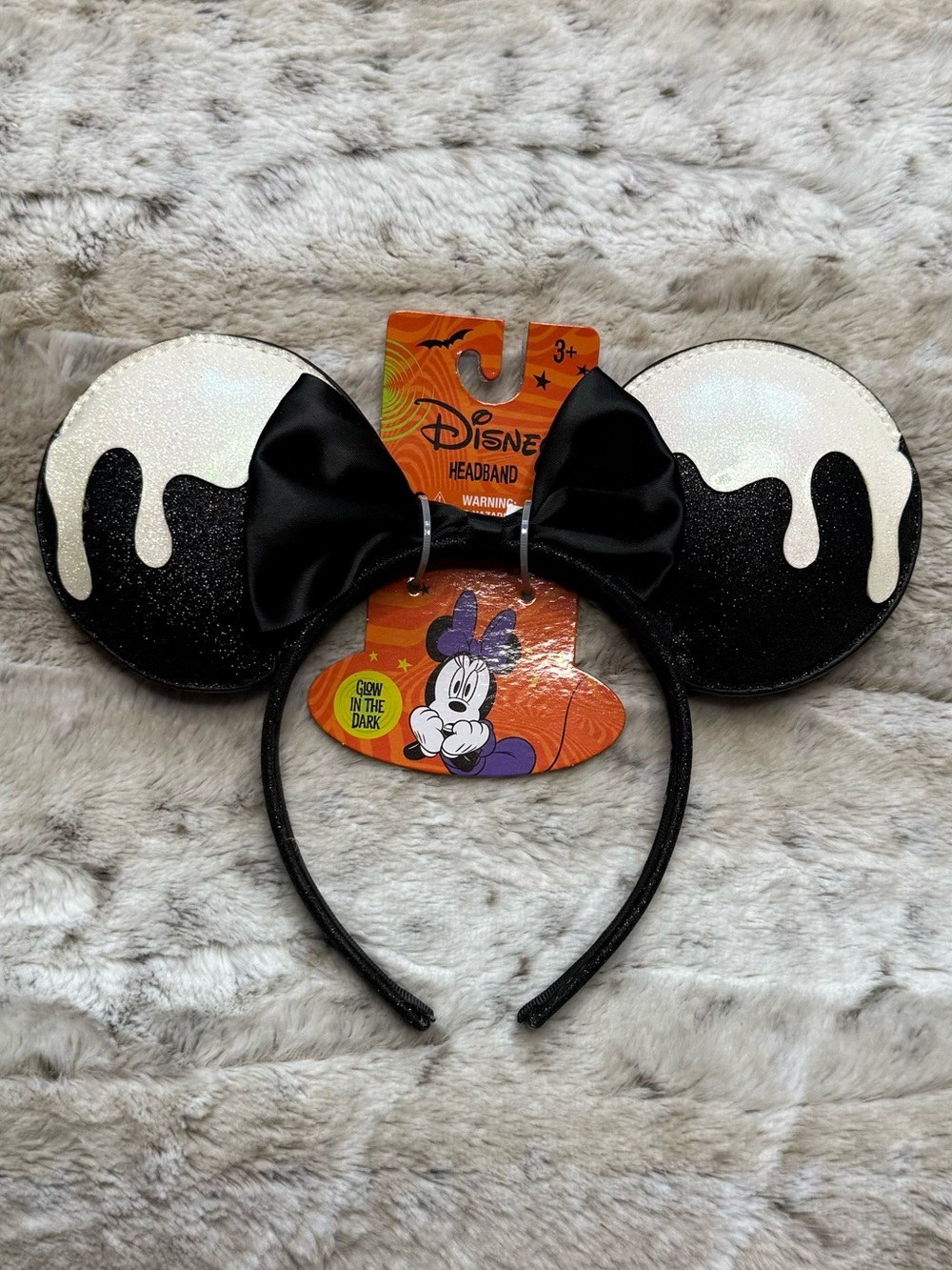 *NWT* Disney Minnie Mouse Slime Drip Glow-In-The-Dark Ear Headband with Bow